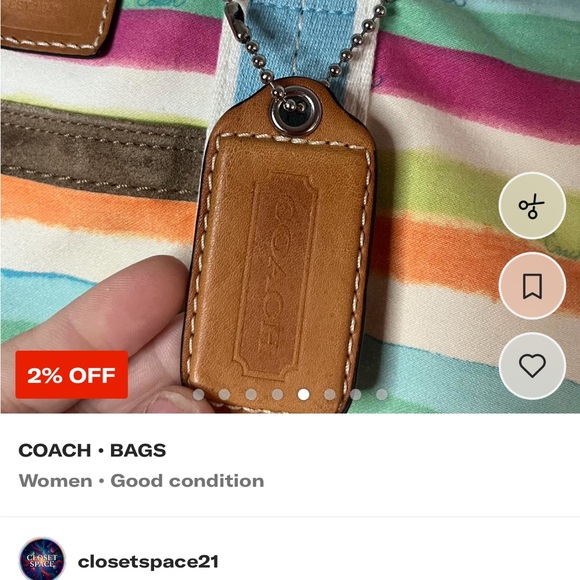 Coach Colorful Striped Tote Bag - Picture 4 of 7